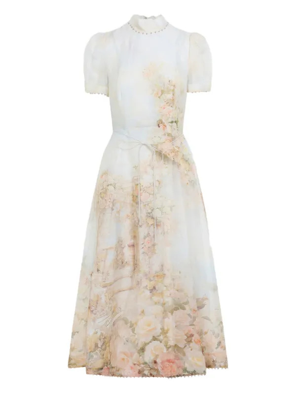ZIMMERMANN Memento floral-print Midi Dress | White | FARFETCH UK | Farfetch Global