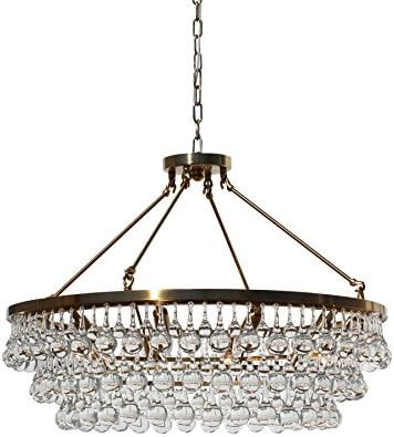 LightUpMyHome Celeste Glass Drop Crystal Chandelier, Brass, Hanging or Flush Mount | Amazon (US)