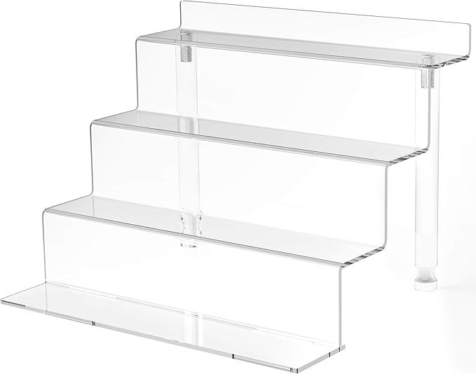 WINKINE Acrylic Riser Display Shelf, 4 Tier Display Riser for Amiibo Funko POP Figures, Tiered Di... | Amazon (US)