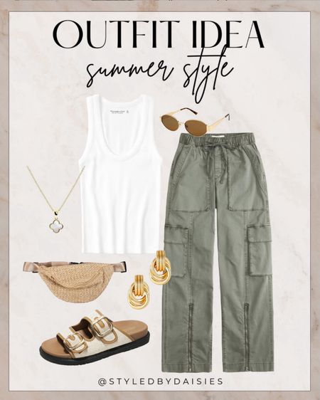 The perfect summer outfit idea! 

#summerstyle

Cargo pants. How to style cargo pants for summer. Abercrombie new arrivals. White basic summer tank. Designer inspired buckle sandals. Raffia belt bag. Summer style. Amazon gold earrings. Amazon designer inspired sunglasses. Amazon designer inspired necklace  #LTKStyleTip #LTKFindsUnder100

Follow my shop @styledbydaisies on the @shop.LTK app to shop this post and get my exclusive app-only content!

#liketkit #LTKSeasonal
@shop.ltk
https://liketk.it/4GVKQ