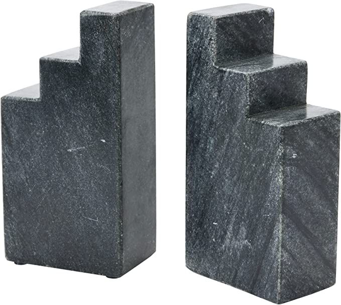 Main + Mesa Geometric Marble Bookends, Black, Set of 2 | Amazon (US)