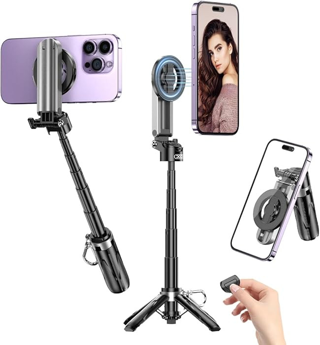 Magnetic Tripod for iPhone with Remote Control,4-in-1 Portable Selfie Stick with Extendable Stand... | Amazon (US)