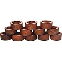 Nirvana Class Handmade Wood Napkin Ring Set with 12 Napkin Rings - Artisan Crafted in India | Amazon (US)