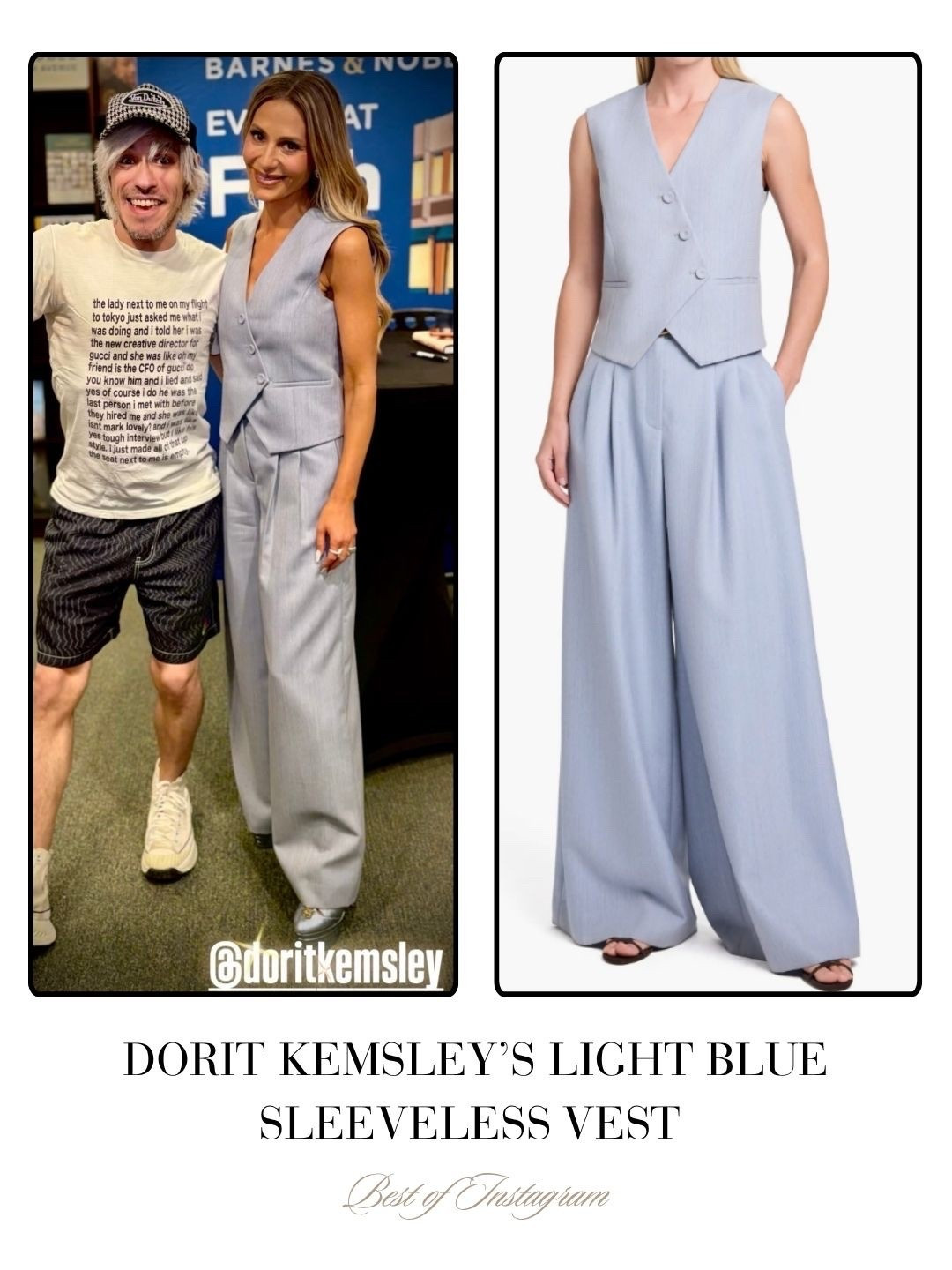 Dorit Kemsley’s Light Blue Sleeveless Vest 📸 = @doritkemsley