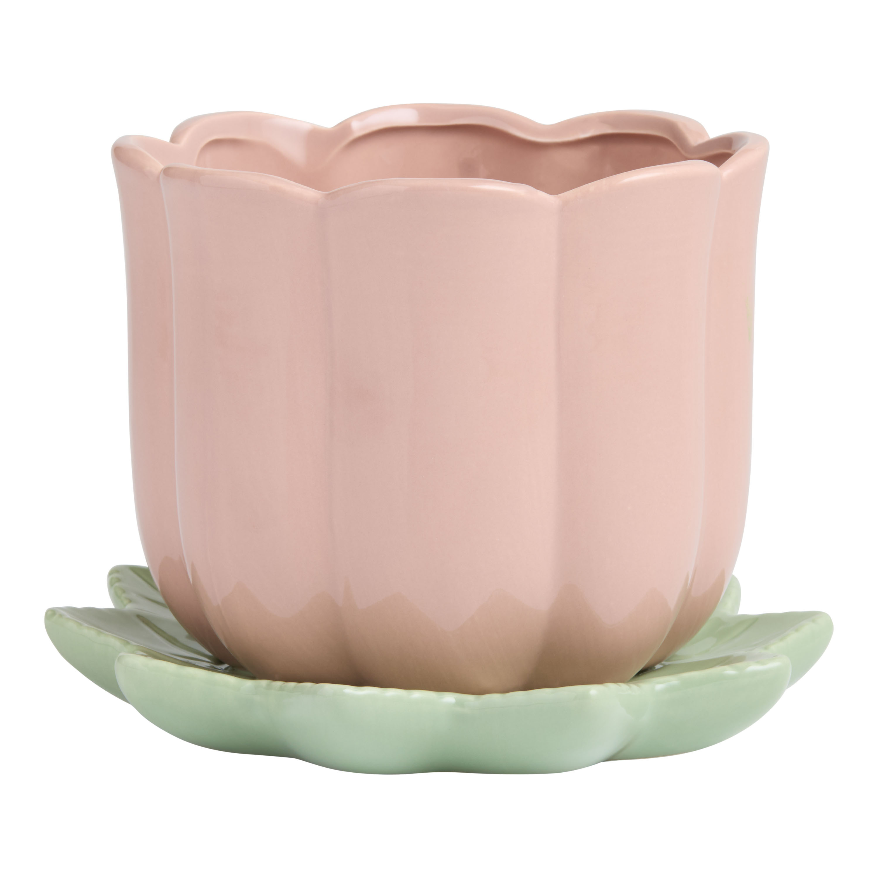 Pink and Green Ceramic Tulip Planter | World Market