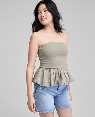 And Now This Women's Cotton Bubble-Hem Strapless Top, Exclusively at Macy's - Macy's | Macy's