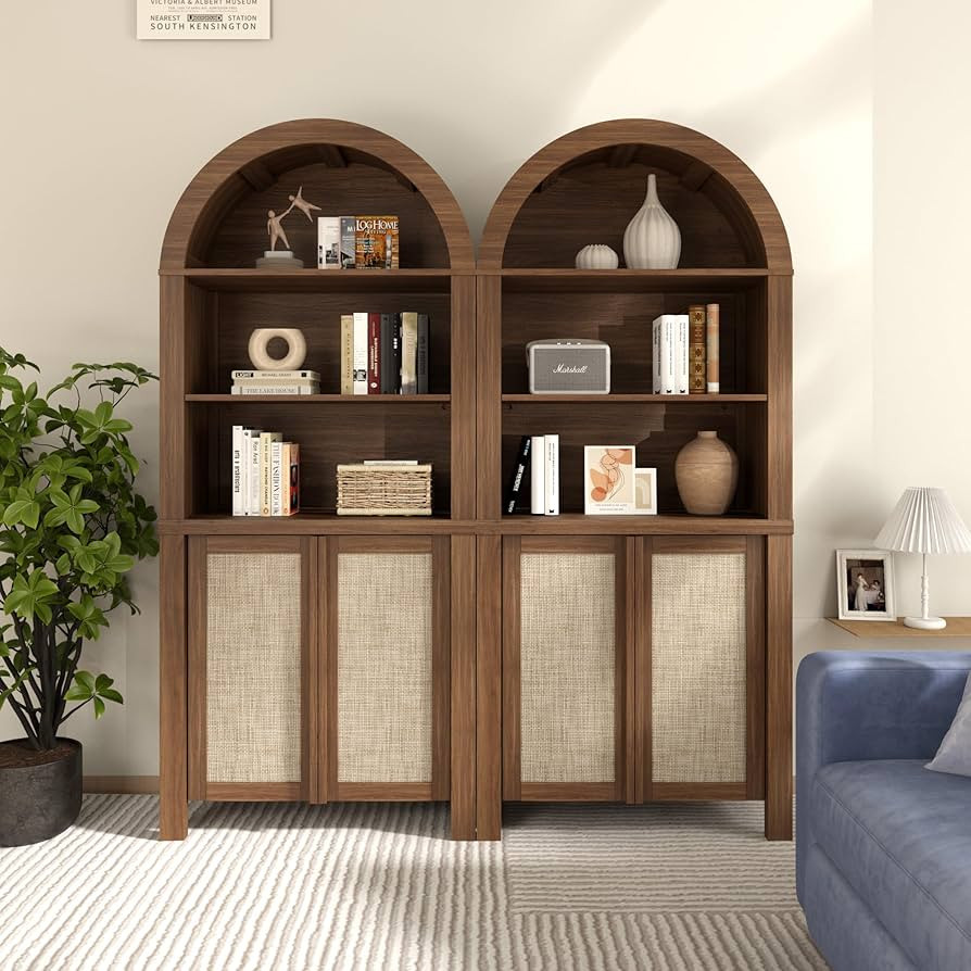 Yechen Arched Bookcase, 70.5" Tall Bookcase with Storage, Mid-Century Modern 5 Tier Bookshelves w... | Amazon (US)