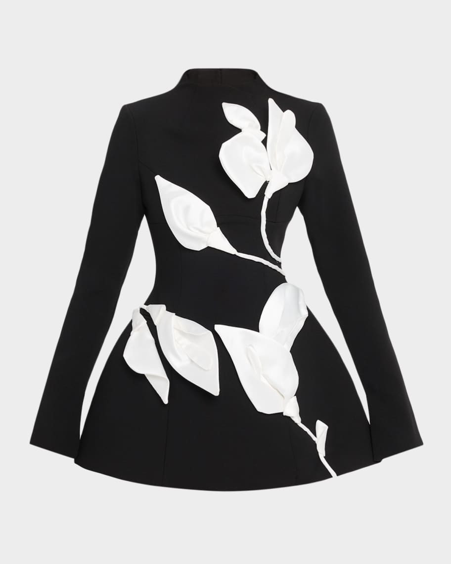 Acler Kadence Long-Sleeve Floral Appliqué Dress | Neiman Marcus