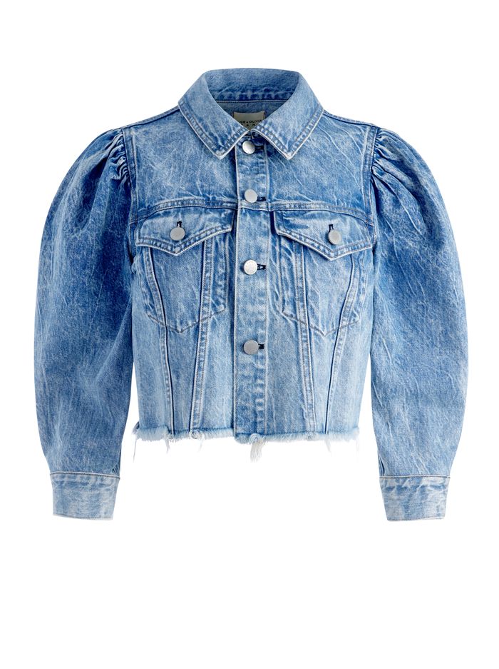 LANA CROPPED PUFF SLEEVE DENIM JACKET | Alice + Olivia