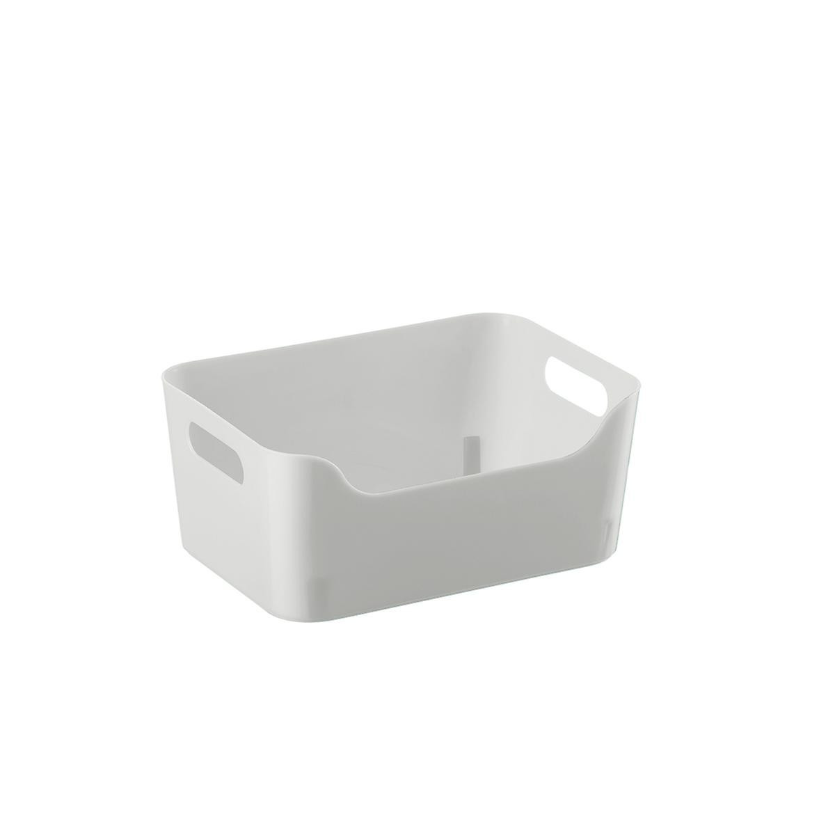 Large Plastic Storage Bin w/ Handles Light Grey | The Container Store