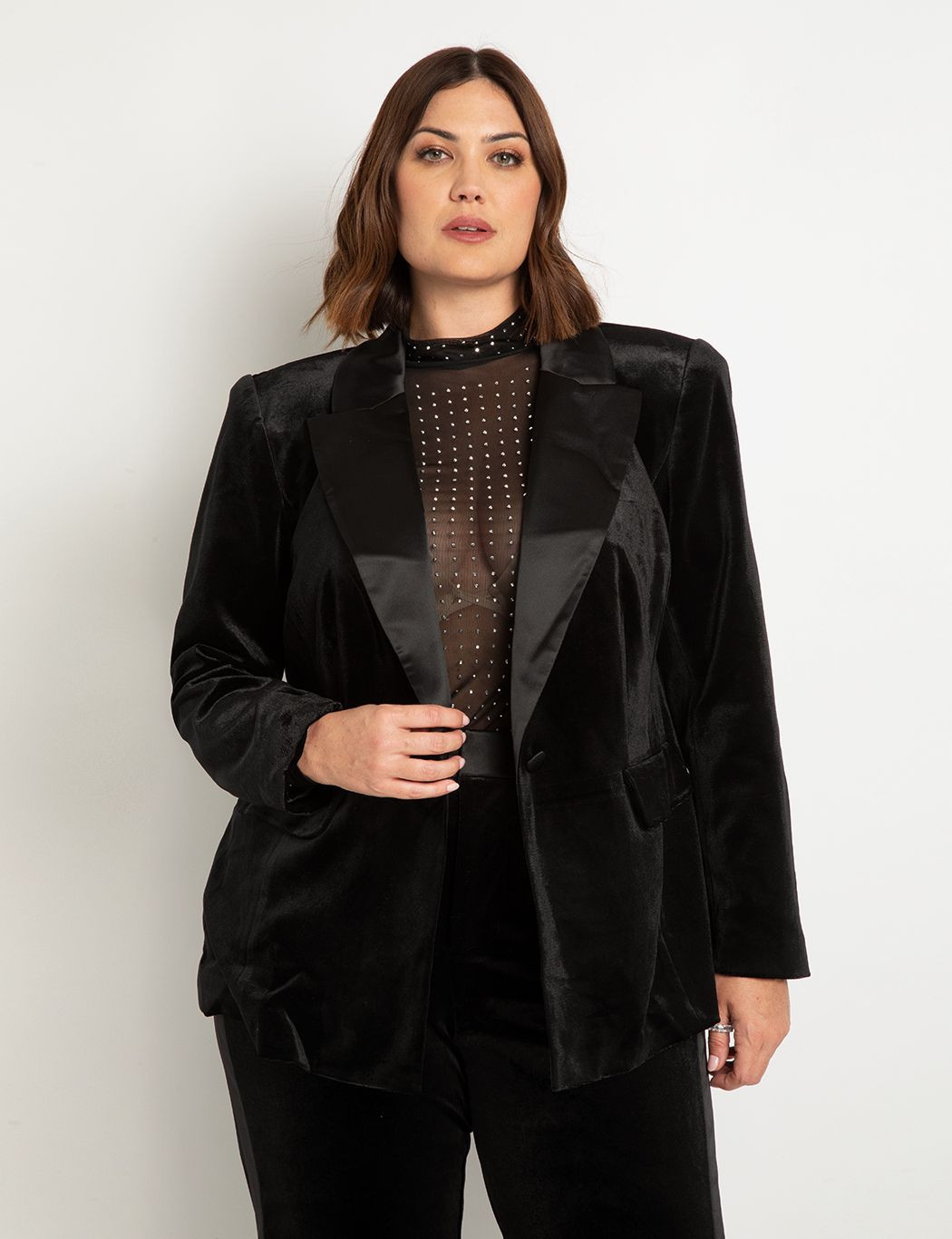 Velvet Tuxedo Blazer | Eloquii