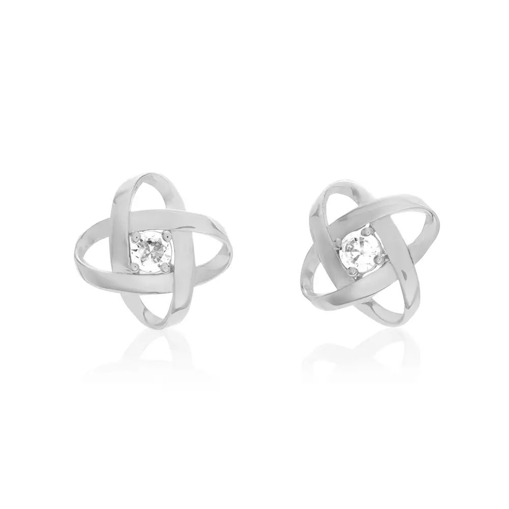 Galaxy Stud Earrings with Cubic Zirconia in Sterling Silver | MYKA