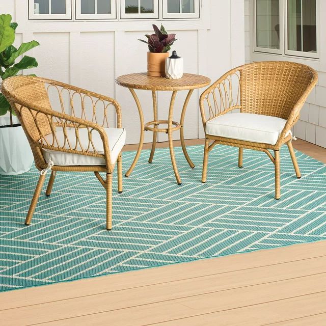 Better Homes & Gardens Willow Sage 3-Piece Outdoor Wicker Bistro Set, Beige - Walmart.com | Walmart (US)