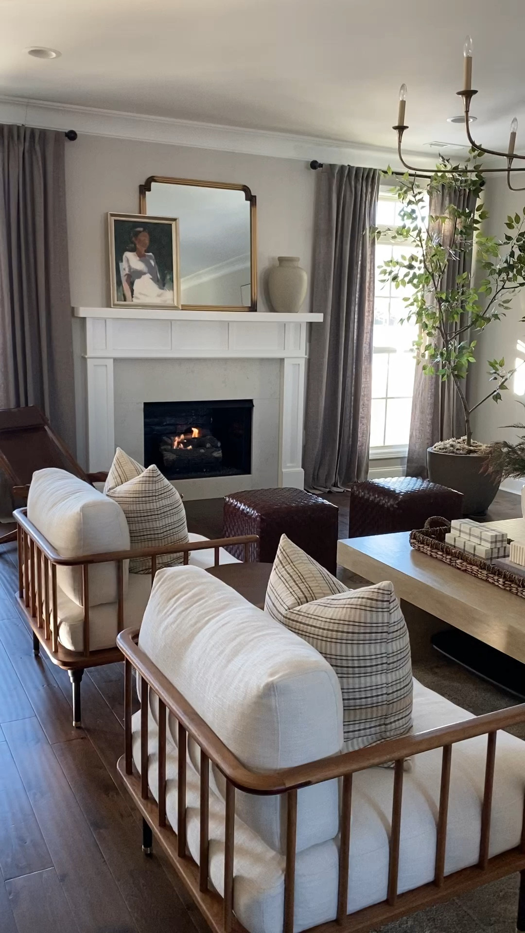 Family room- white slipcover sofas, pottery barn sofa, York sofa, large artwork over sofa, clean home, square coffee table, McGee and co pillow covers, studio McGee 

#LTKhome