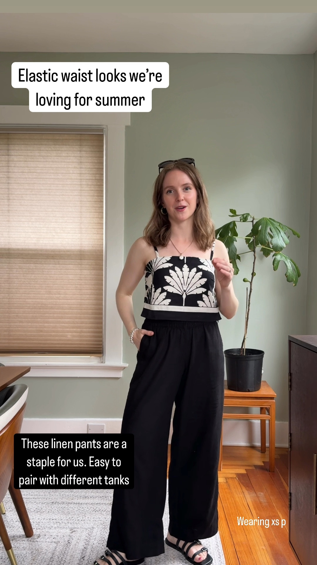 Elastic waist outfits for summer. 
Xs petite pants
Xs regular tank. Both on sale


#LTKStyleTip #LTKSaleAlert