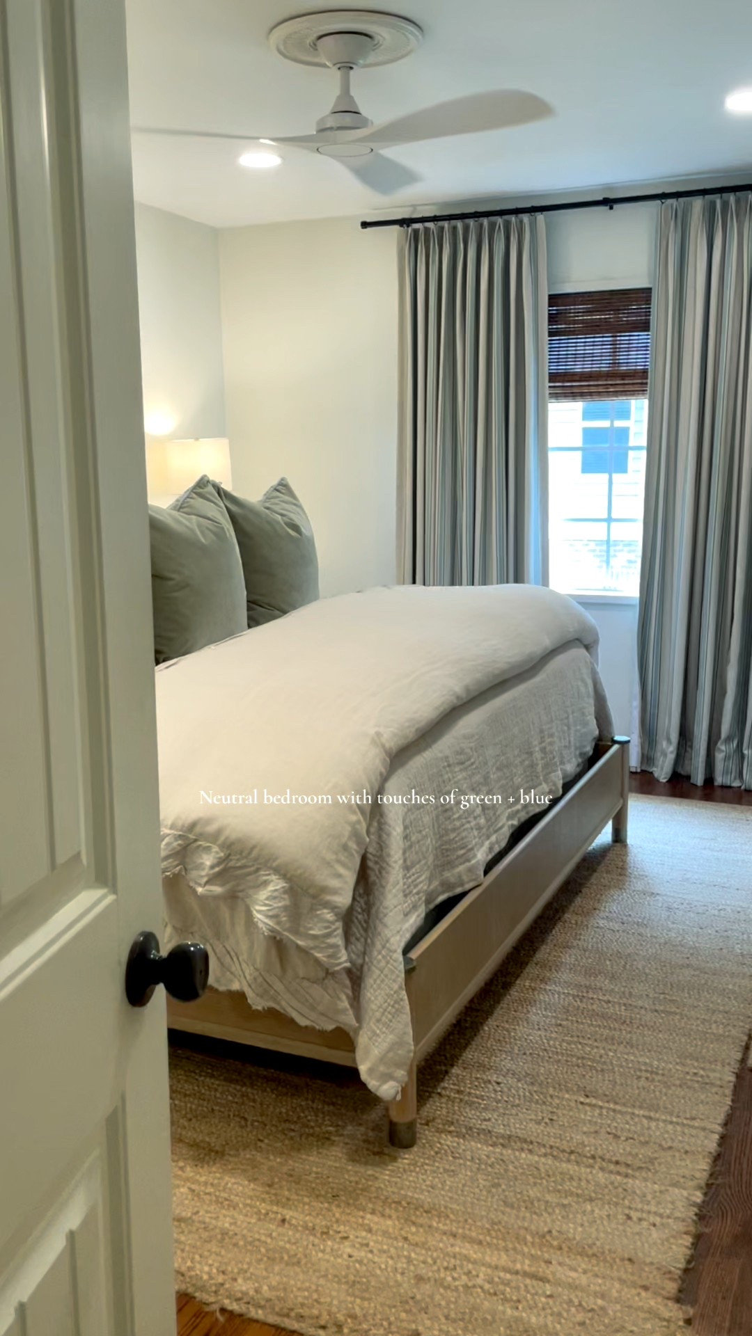  Neutral bedroom with touches of green + blue 
Side tables: IKEA with new knobs
Dutch euros: Dorm Decor

#LTKHome