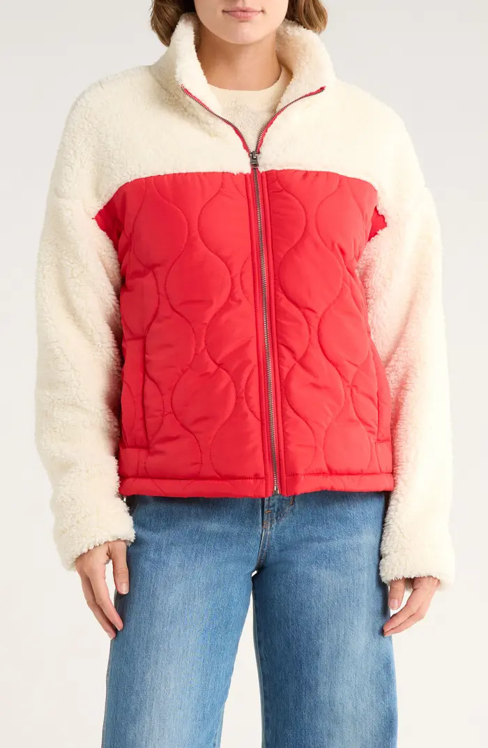 Thread & Supply Mixed Media Fleece & Quilted Panel Zip Jacket | Nordstromrack | Nordstrom Rack