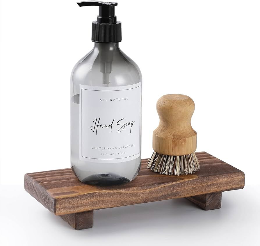 Wood Pedestal Soap Stand, Farmhouse Wood Riser, Soap Dish Holder/Tray Counter Decor for Bathroom ... | Amazon (US)