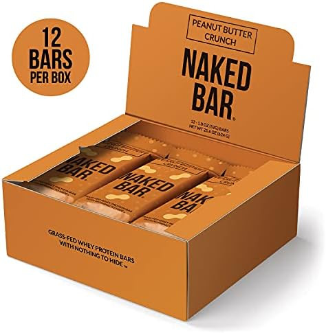 NAKED Peanut Butter Crunch Protein Bars - High Protein Snacks Made with Grass-Fed Whey Protein - ... | Amazon (US)