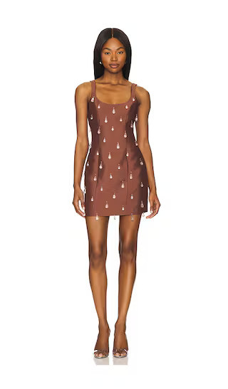 The Wolf Gang Luvia Beaded Mini Dress in Chocolate. - size XS | Revolve Clothing (Global)