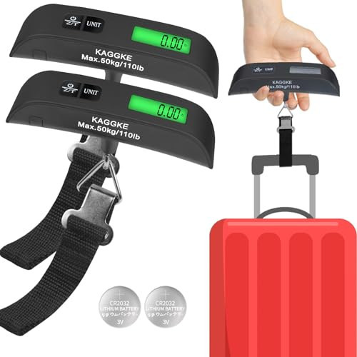 2-Pack Travel Digital Luggage Scale - Portable Luggage Scale -Luggage Scales for Suitcases - Ideal for Travel Scale Luggage Weight - 110LB/50KG, includes Battery - Temperature Display Luggage Scale | Amazon (US)