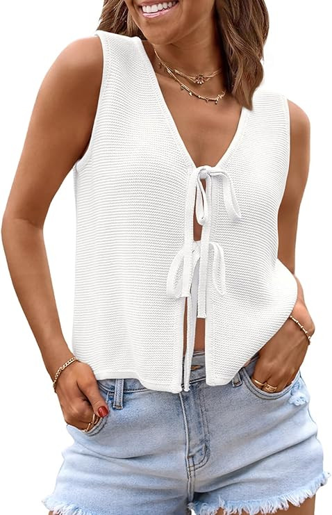 LILLUSORY Womens Crochet Tops Summer Vacation Outfits Beach Fashion 2025 Cute Casual Clothes Spri... | Amazon (US)