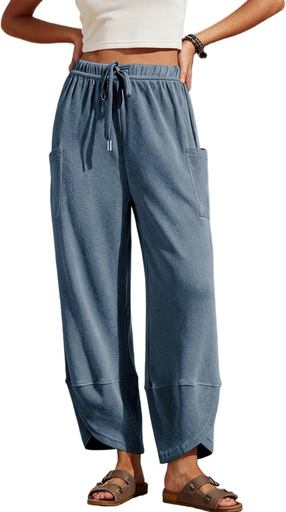 Xiaoxuemeng Womens Wide Leg Sweatpants Elastic Waist Baggy Harem Pants Drawstring Palazzo Sweatpa... | Amazon (US)