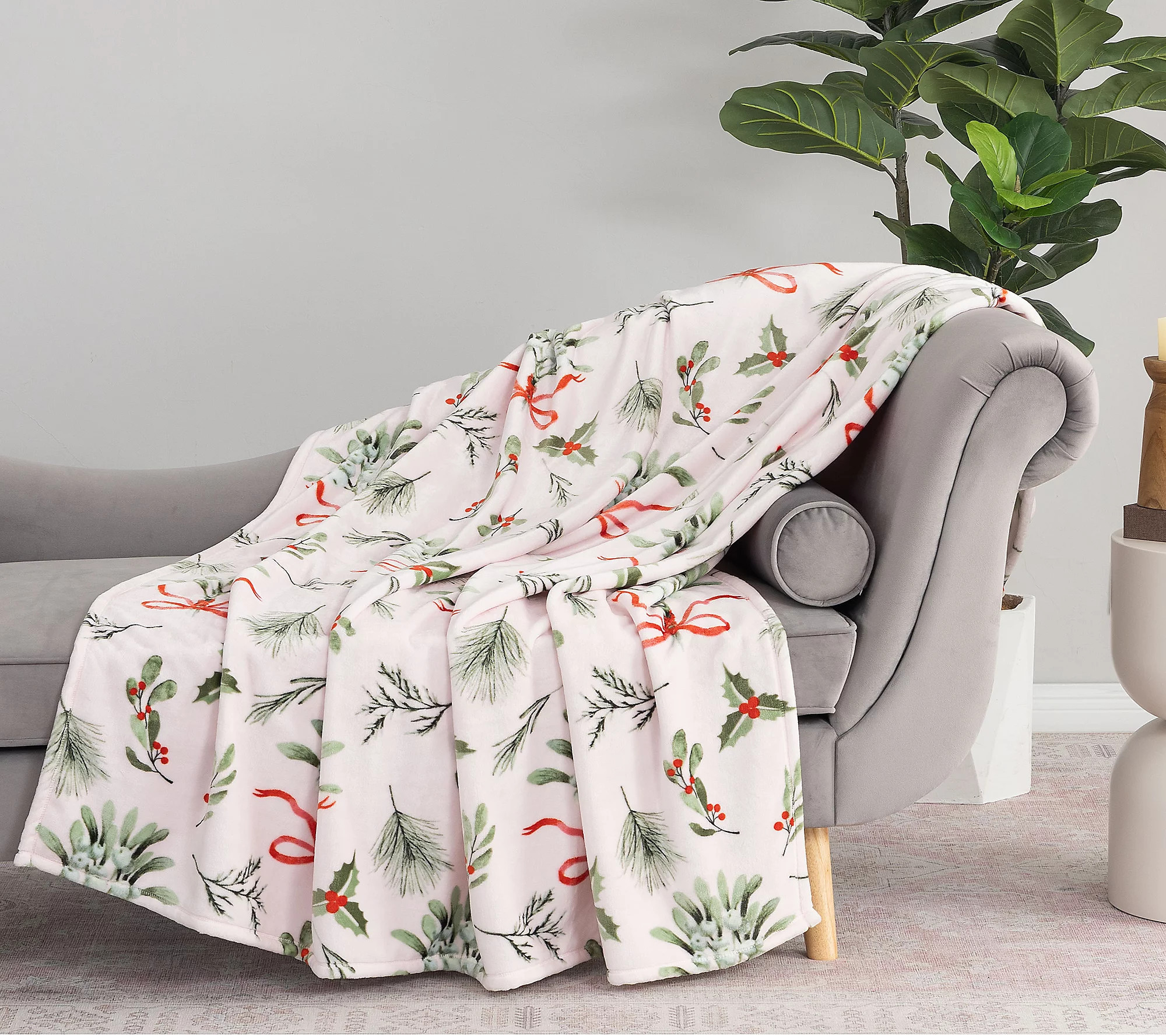 Berkshire Holiday Winter Floral 60x70 Plush Throw | QVC