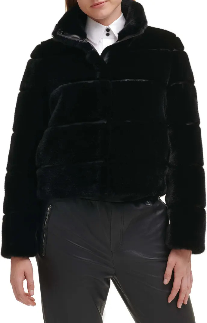 Faux Fur & Faux Leather Crop Jacket | Nordstrom Rack