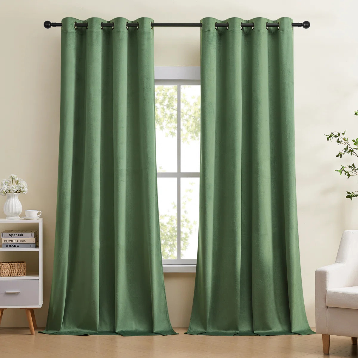 Mercer41 Deavion Velvet Solid Color Metal Grommets Room Darkening Curtain Panels & Reviews | Wayf... | Wayfair North America
