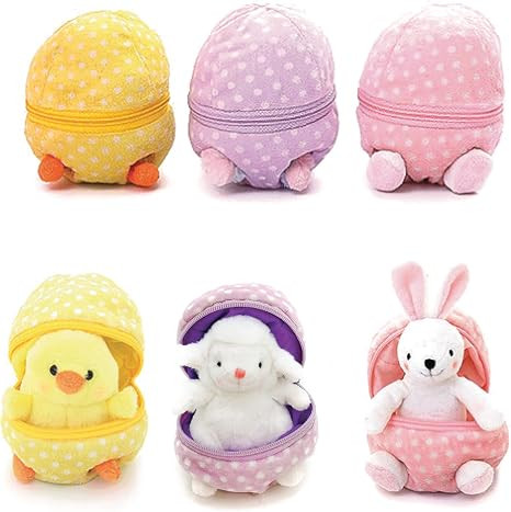 Plushland Plush Chick Stuffed Animal (6”) Zip Up Egg Hideaway | Cute, Yellow Pastel and Polka D... | Amazon (US)