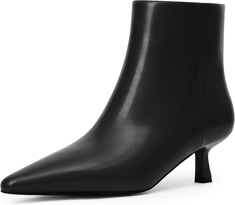 Modatope Kitten Heel Ankle Boots for Women Pointed Toe Side Zipper Dress Party Casual Booties | Amazon (US)