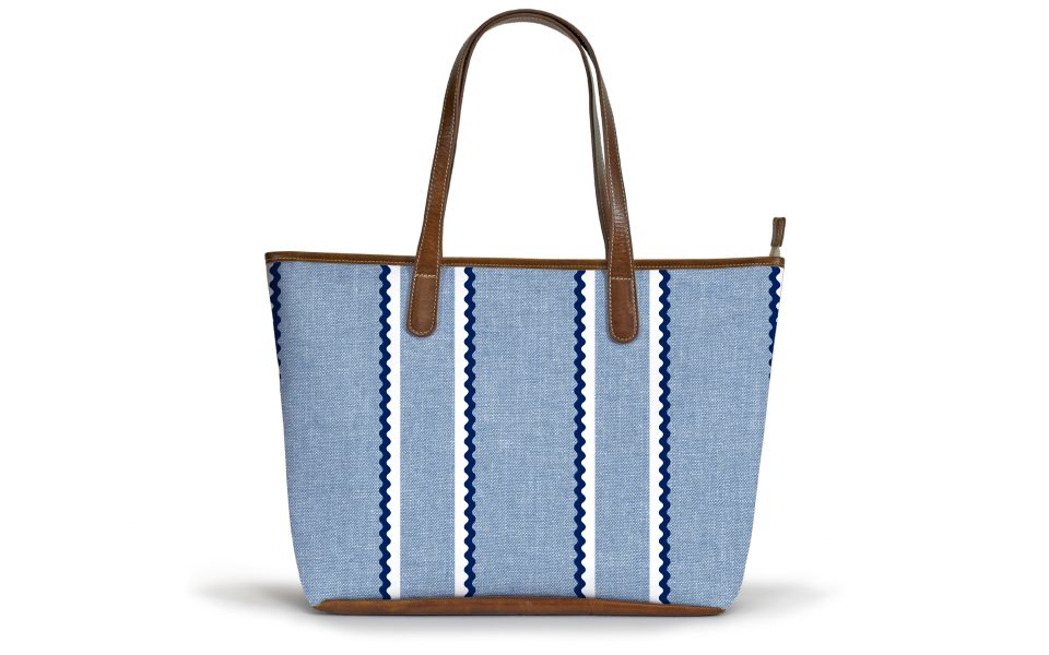 Savannah Zippered Tote - Leather Patch | Barrington Gifts
