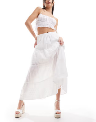 Hollister tiered maxi skirt in white | ASOS | ASOS (Global)