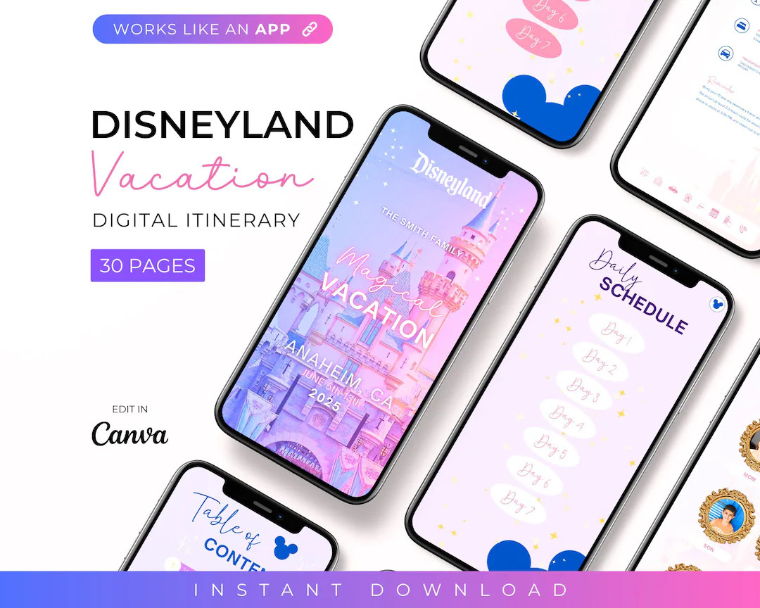Disneyland Vacation Travel Digital Itinerary, Family Travel, Travel Agent Agency, Trip Itinerary,... | Etsy (US)