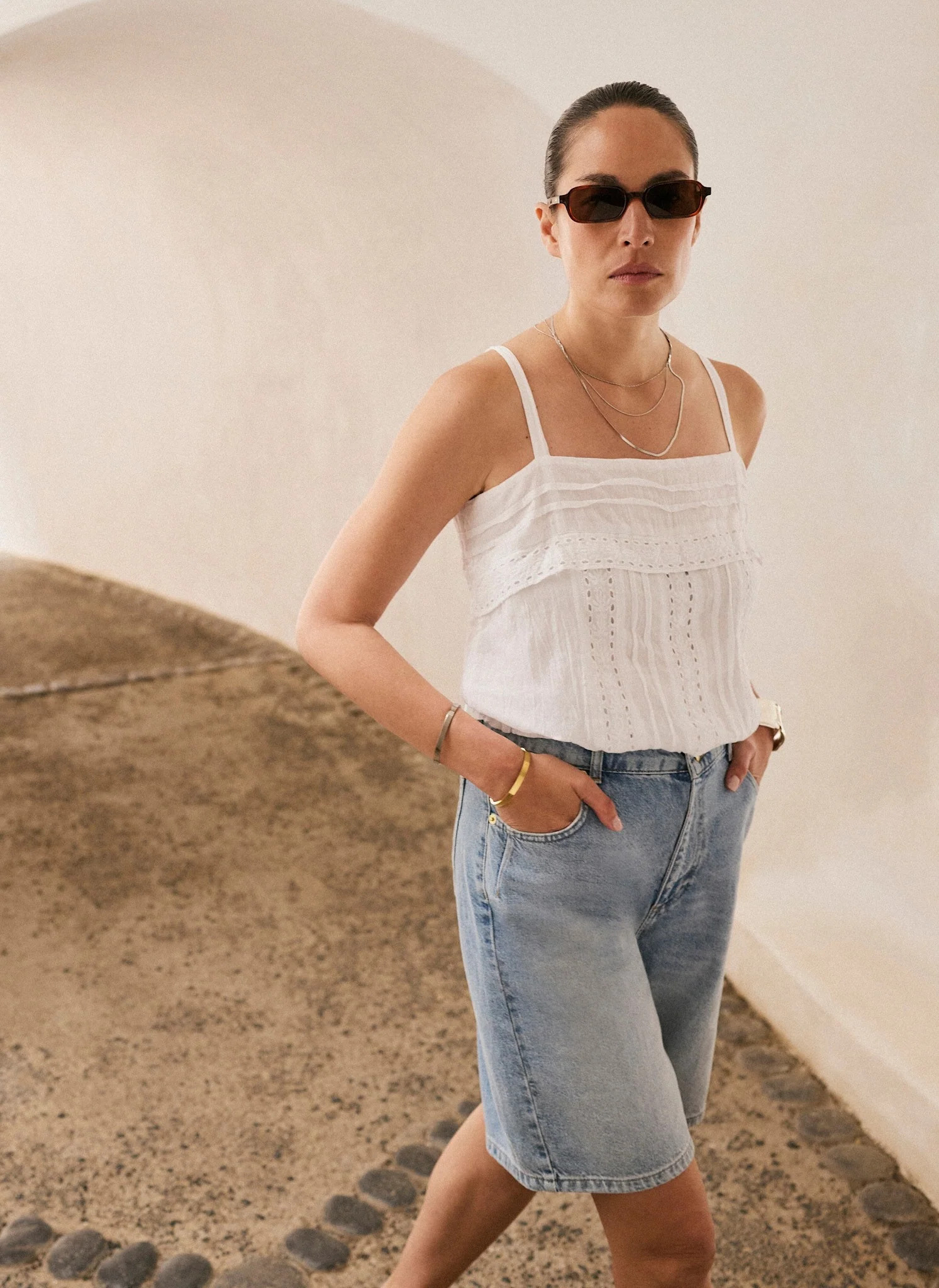Denim Mid Length Shorts | Mint Velvet