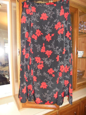 Kathie Lee black maxi skirt with red flowers size 16  | eBay | eBay US