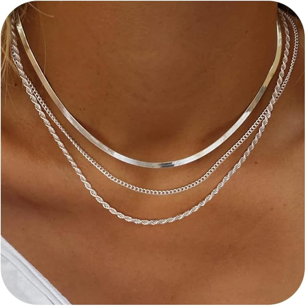 Freekiss Women's Layered Necklace Set - 3 Piece Dainty Gold Jewelry for Everyday Stacking | 14K G... | Amazon (US)