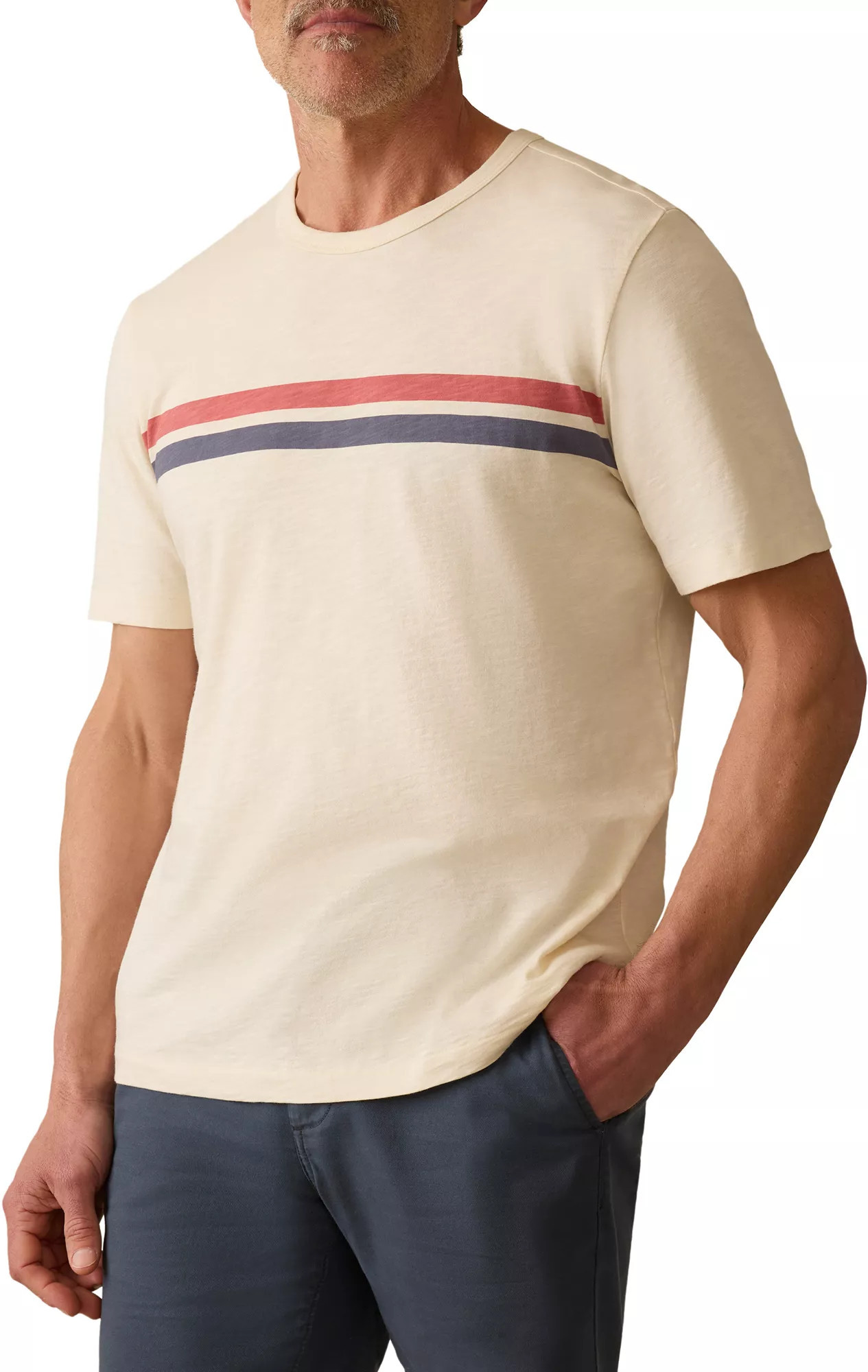 Faherty Men's Sunwashed Short Sleeve T-Shirt, Large, Whitecap Surf Stripe | DICK'S Sporting Goods