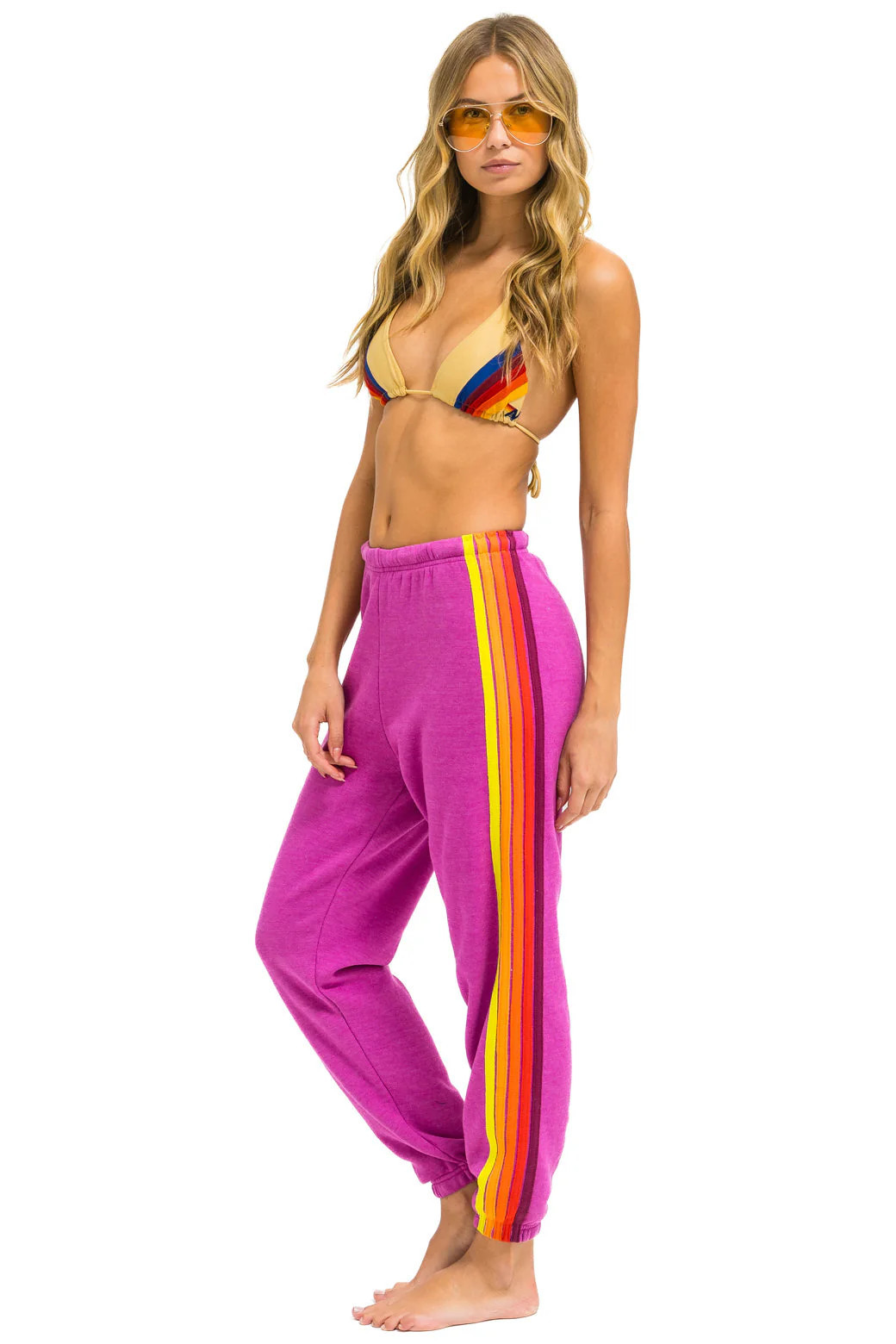 Aviator Nation - 5 Stripe Sweatpants - Magenta // Orange // Yellow | Jones & Daughters