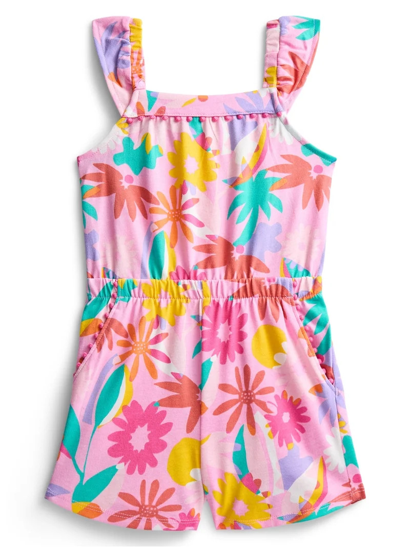 Wonder Nation Toddler Girls Ruffle-Strap Romper, Sizes 12M–5T | Walmart (US)