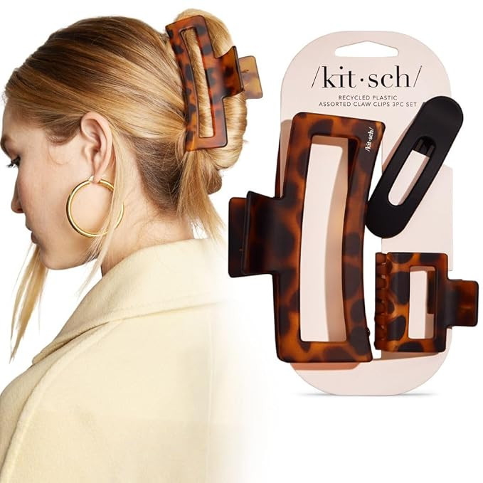 Kitsch Assorted Hair Clips for Women - Strong Hold Open Shaped Hair Claw Clips for Girls, Flat Cl... | Amazon (US)