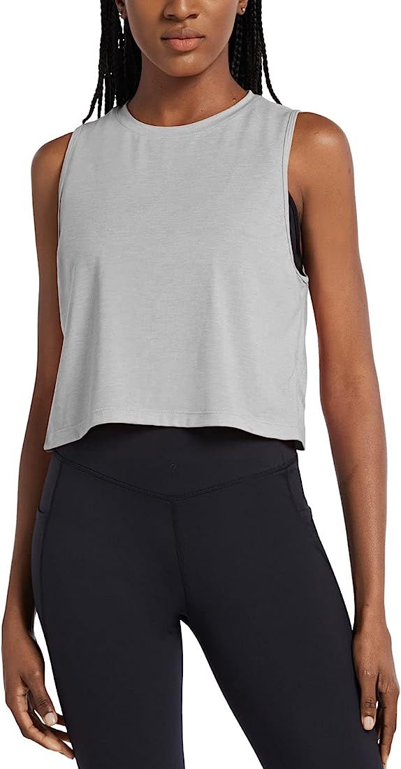 BALEAF Women's Crop Tops Workout Cropped Tank Tops Athletic Muscle Shirts | Amazon (US)