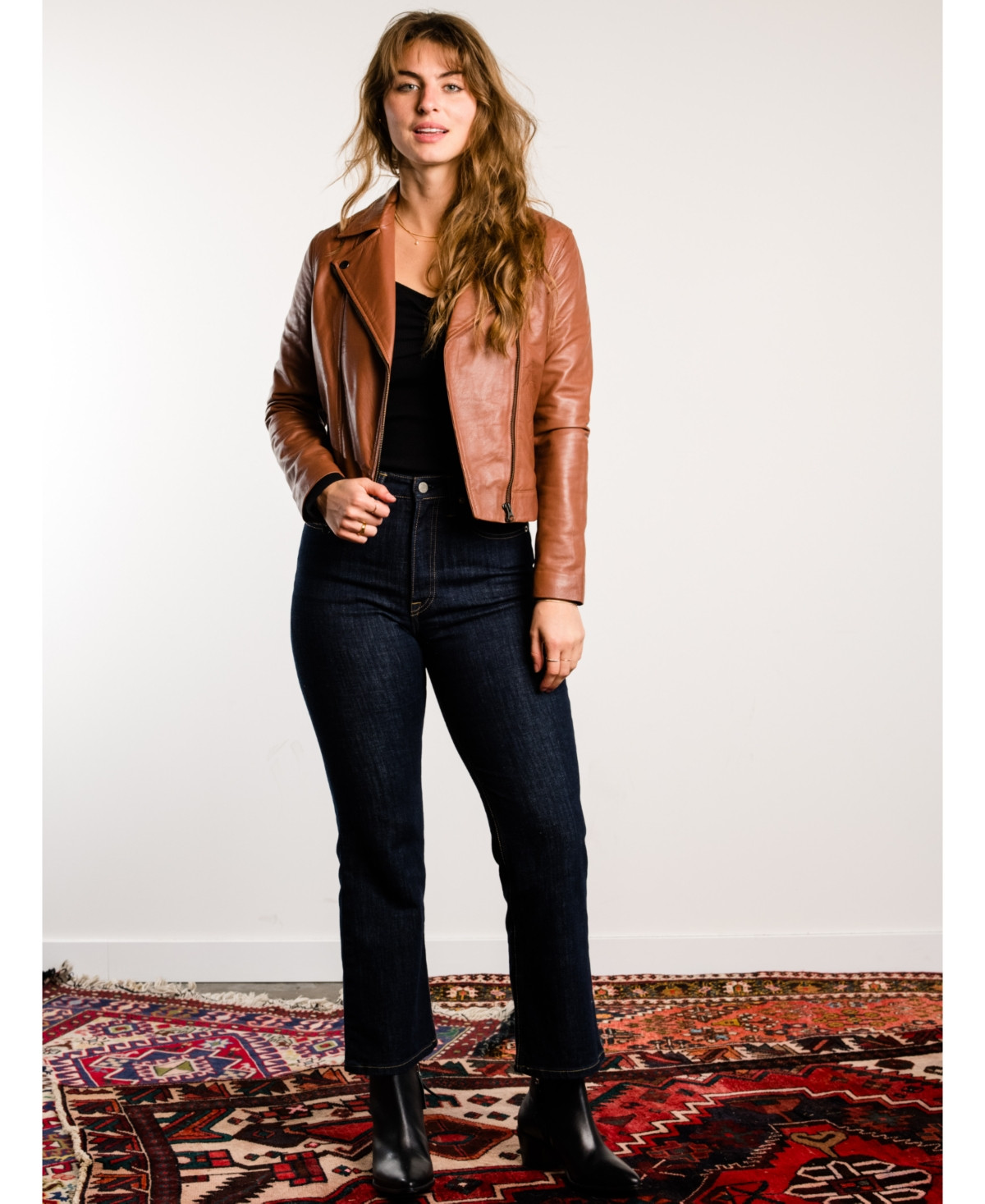 Able Plus Size Maha Leather Jacket - Whiskey | Macy's