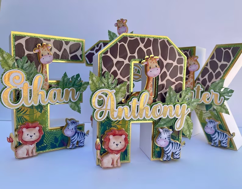Letter 3D Safari Birthday Safarai Decorations Safari Birthday Safari Centerpieces 3D Letters Anim... | Etsy (US)