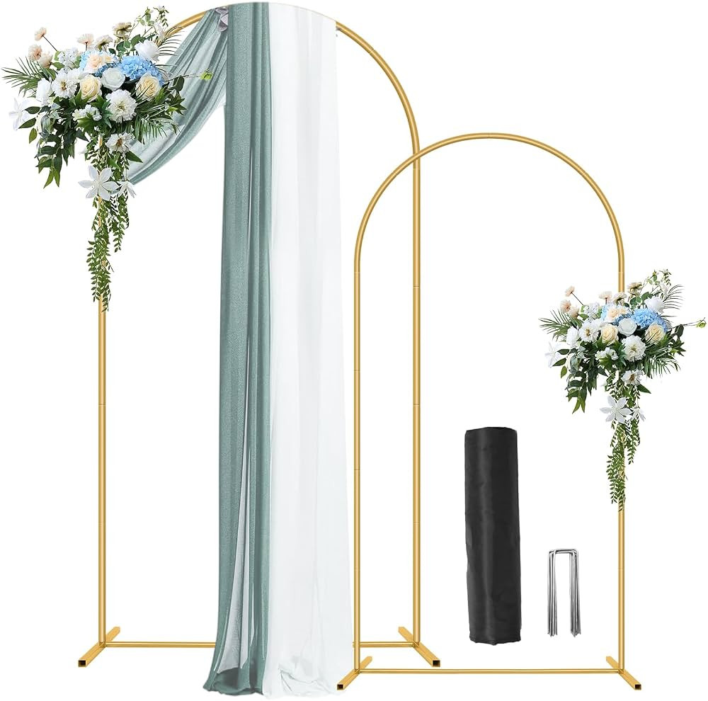 Nisoger Metal Arch Backdrop Stand Set of 2 Gold Arch Backdrop Stand 6FT, 7.2FT for Party Wedding ... | Amazon (US)