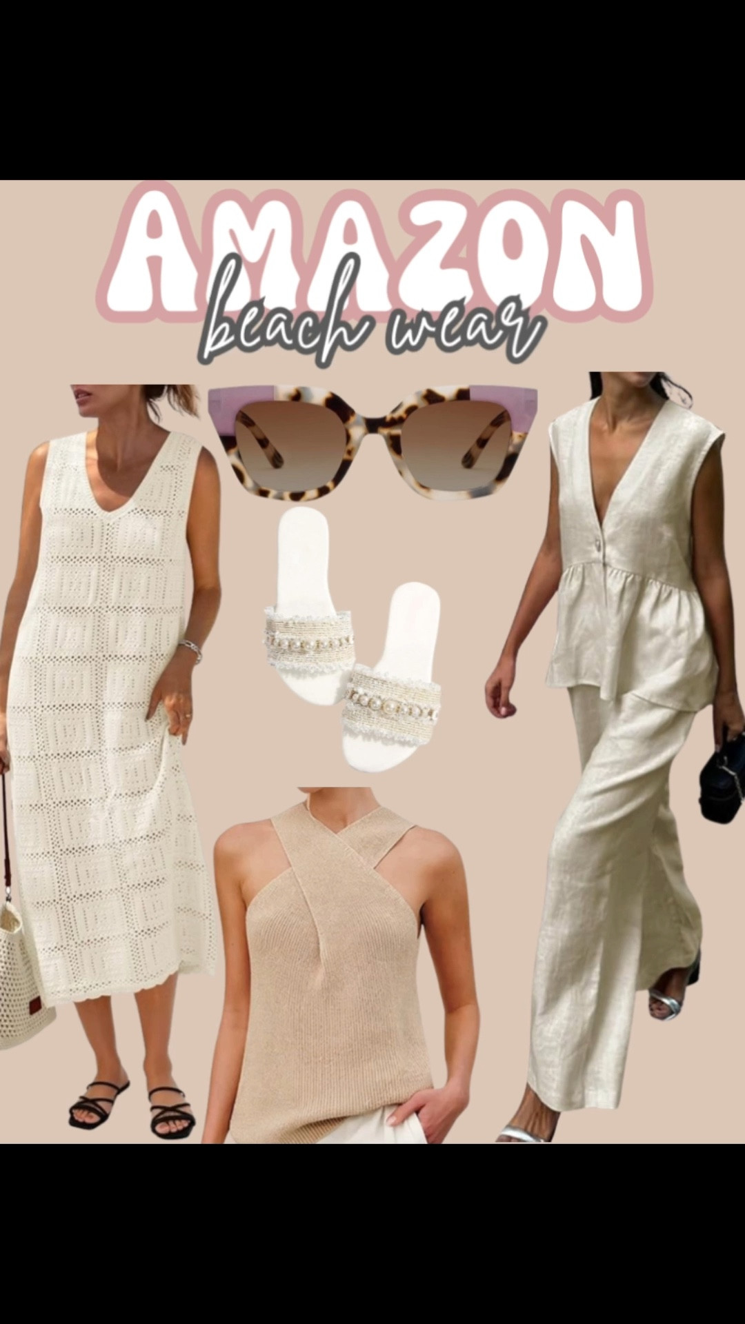 Amazon beach wear! 
Travel outfits, summer outfits, vacation outfits beach, spring outfits 2026, resort wear, resort outfits from amazon, swim cover up, summer matching set, casual outfits for the summer, casual outfits for the spring, Amazon fashion, oversized sunglasses, neutral tops, halter tank top, sandals, beach, pool, beach outfits, ootd, vacation, vacation wear, cruise outfits, cream
#vacationwear #amazon #amazonfinds #traveloutfits #vacationoutfitsbeach

#LTKTravel #LTKSwim #LTKFestival