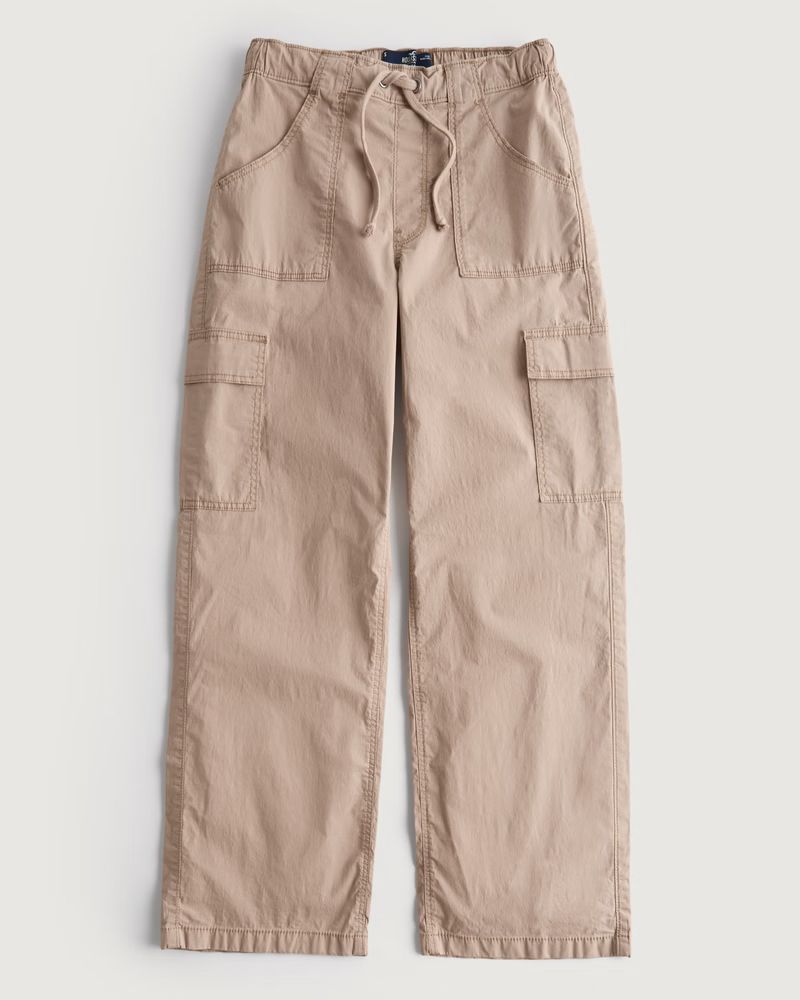 Women's Adjustable Rise Poplin Baggy Cargo Pants | Women's Bottoms | HollisterCo.com | Hollister (US)