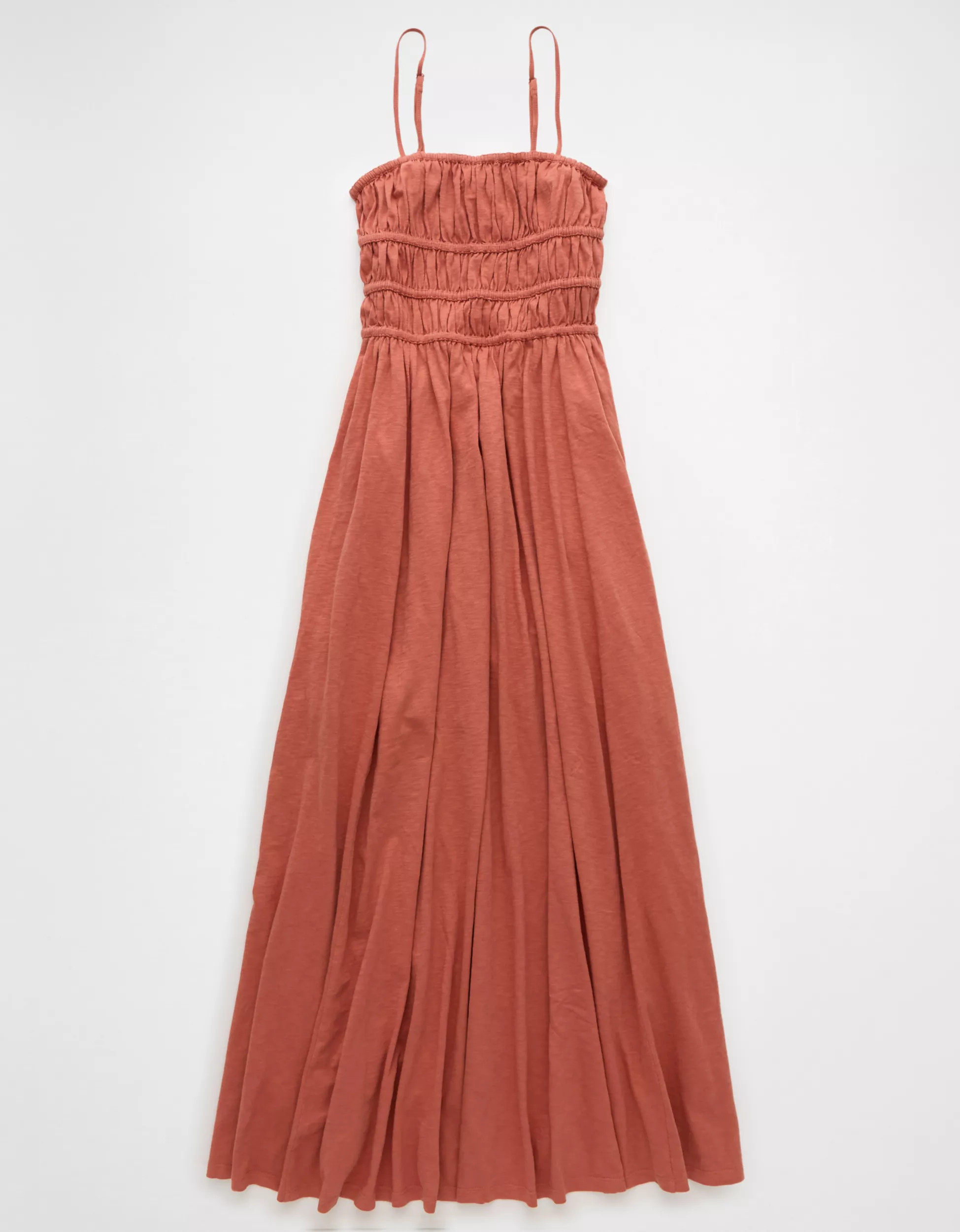 AE Sunchaser Knit Smocked Bodice Midi Dress | American Eagle Outfitters (US & CA)