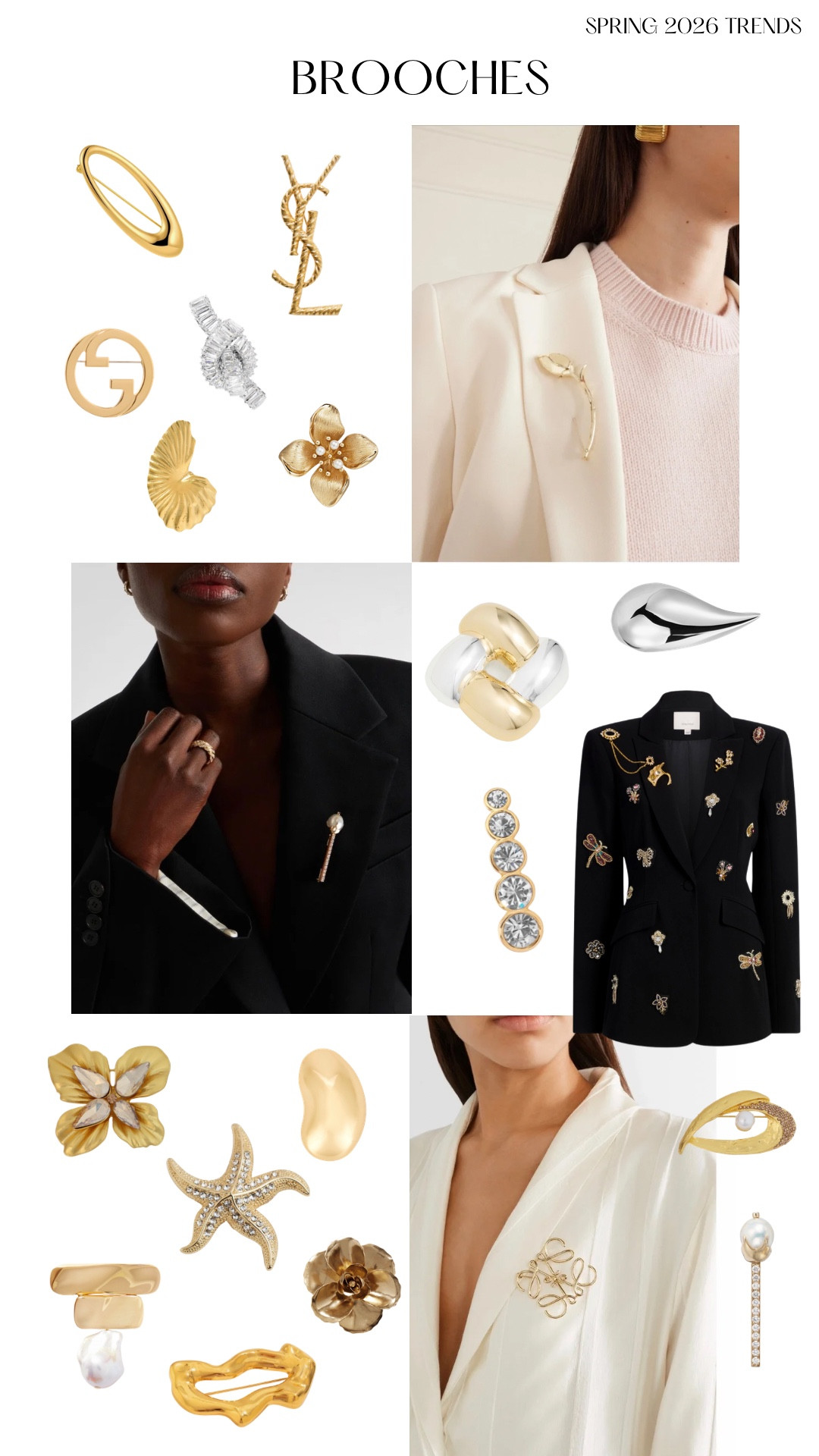 Spring trends 2026: brooches. Oversized gold, sculptural silver, floral pins and whimsical animal designs. Shop designer and designer inspired brooches. 

#brooch #springtrends #LTKSpringSale

#LTKootd #LTKWorkwear